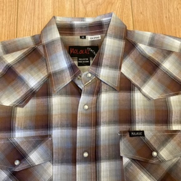 Men's Molokai Western Plaid Short Sleeve Shirt Size M - Picture 4 of 9